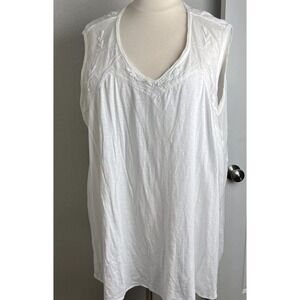 NWT Avenue Women's Sleeveless Tank Blouse 30/32 White 100% Cotton Pull Over